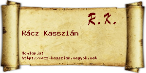 Rácz Kasszián névjegykártya